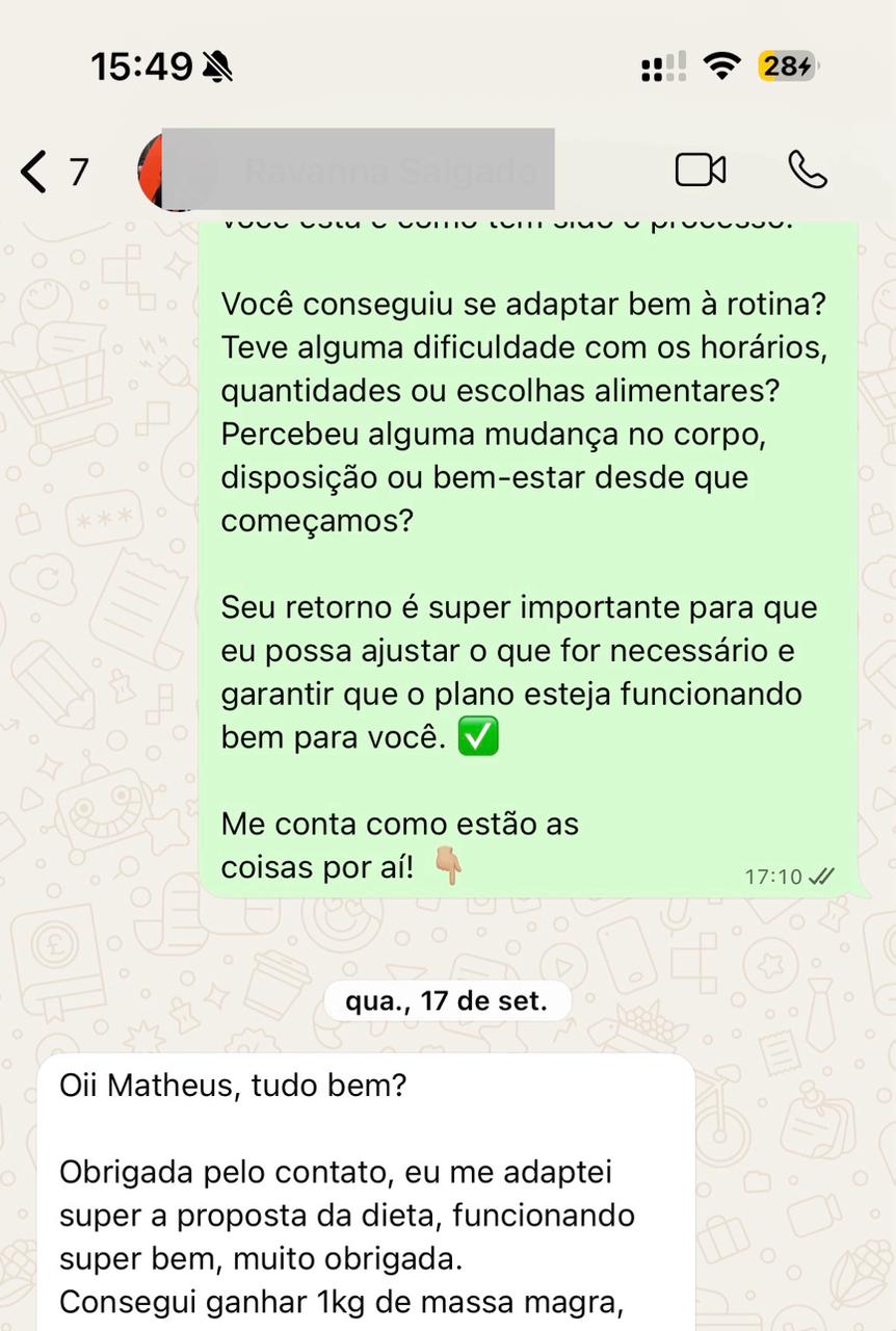 Ganhou 1kg de massa muscular em 1 mês