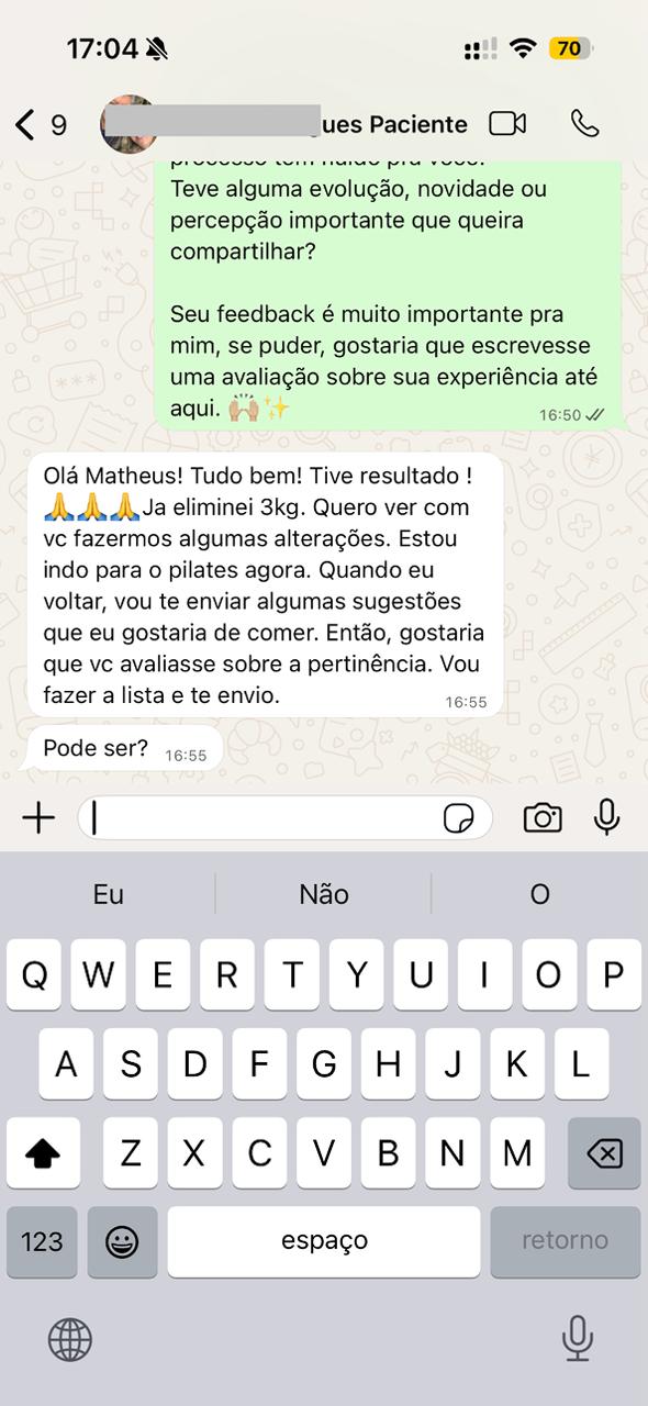 Diminuiu 3kg em 1 mês